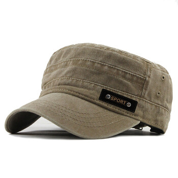 Casual Washed Cotton Flat Top Hat Ρυθμιζόμενο Fisher Military Caps Ανδρικά Γυναικεία Καπέλο Στρατού Cadet Μοναδική σχεδίαση Vintage Four Seasons