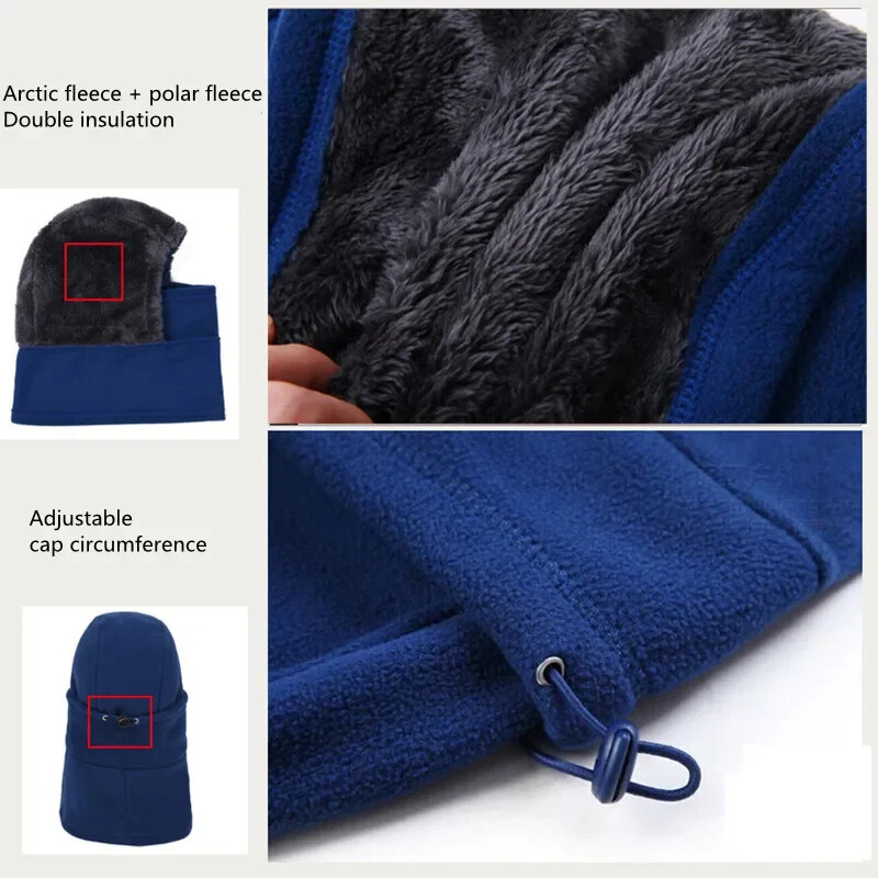 Ziemas riteņbraukšanas cepures Slēpošanas maska Flīsa Šalle Vēja necaurlaidīga Visa seja Ausu aizsardzība aukstums Siltāks sabiezējums Sporta galvas pārklājs Vīrieši Sievietes
