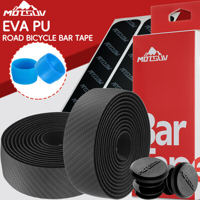 MOTSUV šosejas velosipēda stūres lente PU EVA ietīšana triecienizturīga pretslīdēšana ar lipīgu aizmuguri ar stieņa spraudņiem Velosipēdu riteņbraukšanas piederumi