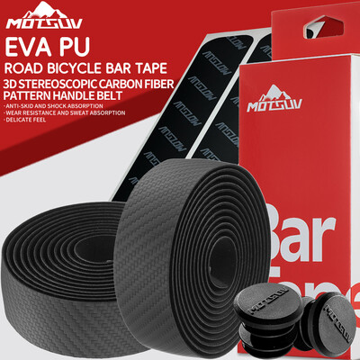 MOTSUV šosejas velosipēda stūres lente PU EVA ietīšana triecienizturīga pretslīdēšana ar lipīgu aizmuguri ar stieņa spraudņiem Velosipēdu riteņbraukšanas piederumi