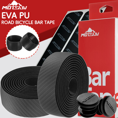 MOTSUV šosejas velosipēda stūres lente PU EVA ietīšana triecienizturīga pretslīdēšana ar lipīgu aizmuguri ar stieņa spraudņiem Velosipēdu riteņbraukšanas piederumi