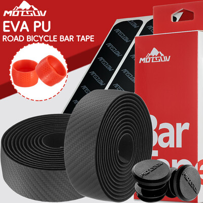 MOTSUV šosejas velosipēda stūres lente PU EVA ietīšana triecienizturīga pretslīdēšana ar lipīgu aizmuguri ar stieņa spraudņiem Velosipēdu riteņbraukšanas piederumi