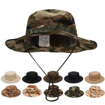 Καπέλα καμουφλάζ Bonnie Men Tactical Army Bucket Καπέλα Στρατιωτικός Παναμάς Καλοκαιρινός κάδος Καπέλα Κυνήγι Πεζοπορία σε εξωτερικούς χώρους Camo Sun Protect