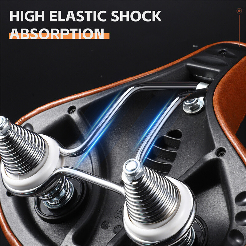 WEST BIKING MTB Șa cu primăvară Bicicletă electrică Scaun bicicletă lat și confortabil Șa retro maro din piele Șa moale care amortizează șocul