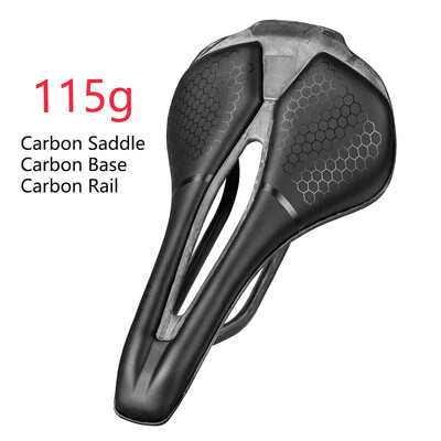 Scaun MTB/Road Ultra Light 115g UD din fibră de carbon texturată, șină de carbon, placă inferioară din carbon 250x140/150mm șa