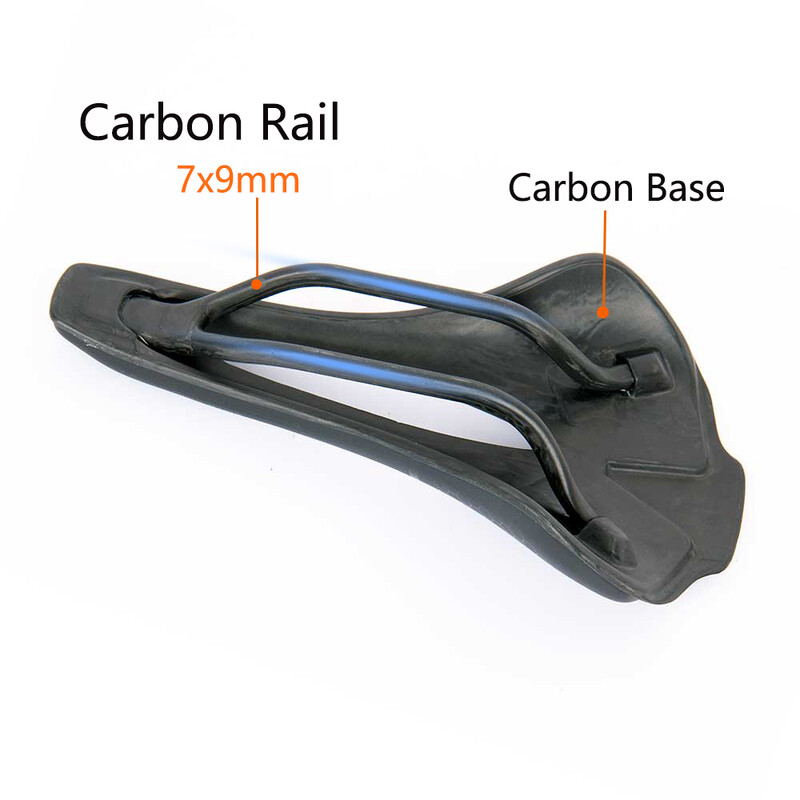 Scaun MTB/Road Ultra Light 115g UD din fibră de carbon texturată, șină de carbon, placă inferioară din carbon 250x140/150mm șa