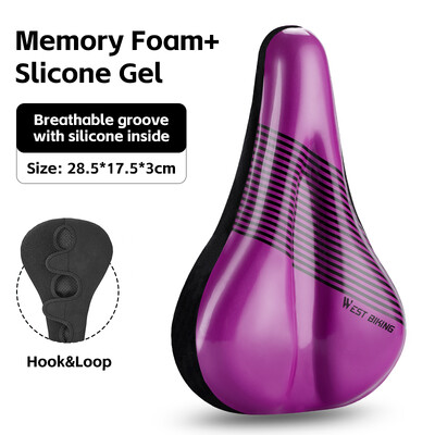 WEST BIKING Husă de șa de bicicletă, cu gel moale, impermeabil, cu absorbție a șocurilor, husă de pernă pentru bicicletă, piele PU, husă 3D pentru scaun