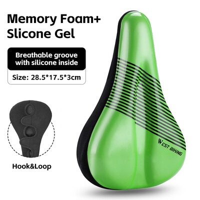 WEST BIKING Husă de șa de bicicletă, cu gel moale, impermeabil, cu absorbție a șocurilor, husă de pernă pentru bicicletă, piele PU, husă 3D pentru scaun