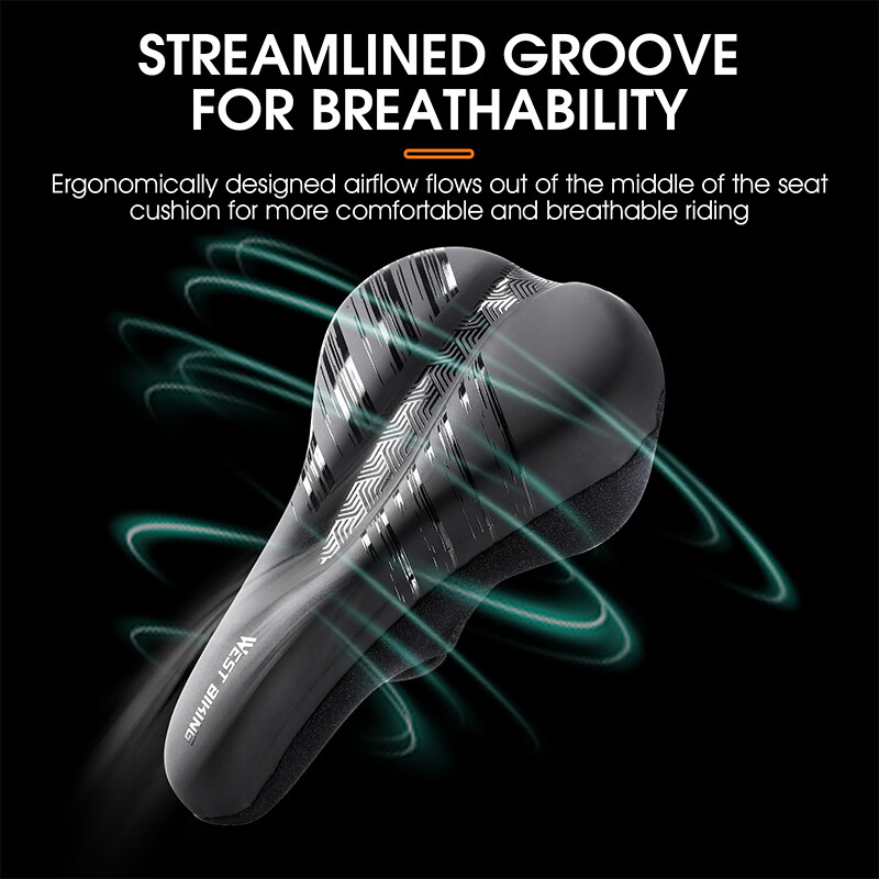 WEST BIKING Husă de șa de bicicletă, cu gel moale, impermeabil, cu absorbție a șocurilor, husă de pernă pentru bicicletă, piele PU, husă 3D pentru scaun