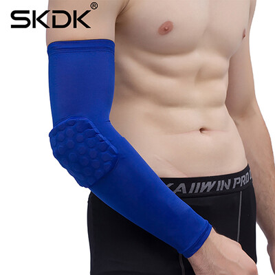 SKDK 1PC Alergare Baschet Fitness Încălzitoare de brațe Design de fagure Respirabil Confort Protector pentru cot de mână Gym Workout Protector pentru cot