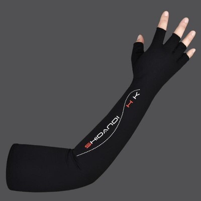 Mâneci cu cinci degete pentru braț de gheață de protecție solară, respirabil, încălzitor de brațe, sport în aer liber, călărie, alergare, mătase rece, mâneci de braț, încălzitoare de brațe.