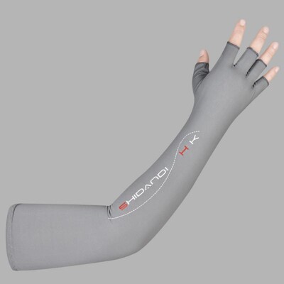 Mâneci cu cinci degete pentru braț de gheață de protecție solară, respirabil, încălzitor de brațe, sport în aer liber, călărie, alergare, mătase rece, mâneci de braț, încălzitoare de brațe.