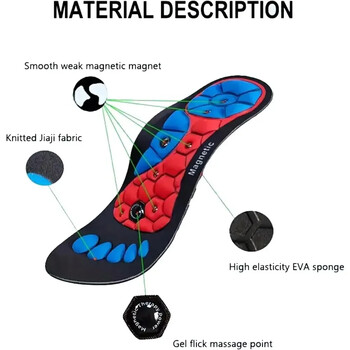 1 Pair Foot Acupressure Insoles Άνδρες Γυναικείες Πέλμα μασάζ Αθλητικοί πάτοι Μαγνητική θεραπεία Πάτοι για ανακούφιση από την κούραση Προπόνηση ποδιών