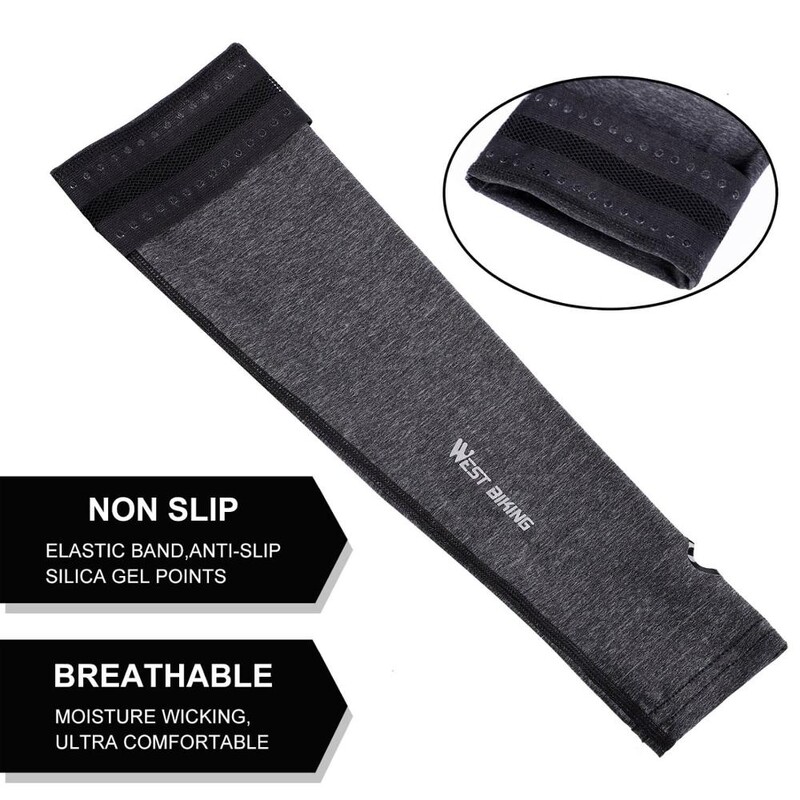 WEST BIKING Mâneci de braț Ciclism Port de braț de vară Alergare Baschet Benzi de protecție UV Mâneci de sport în aer liber din material de mătase de gheață