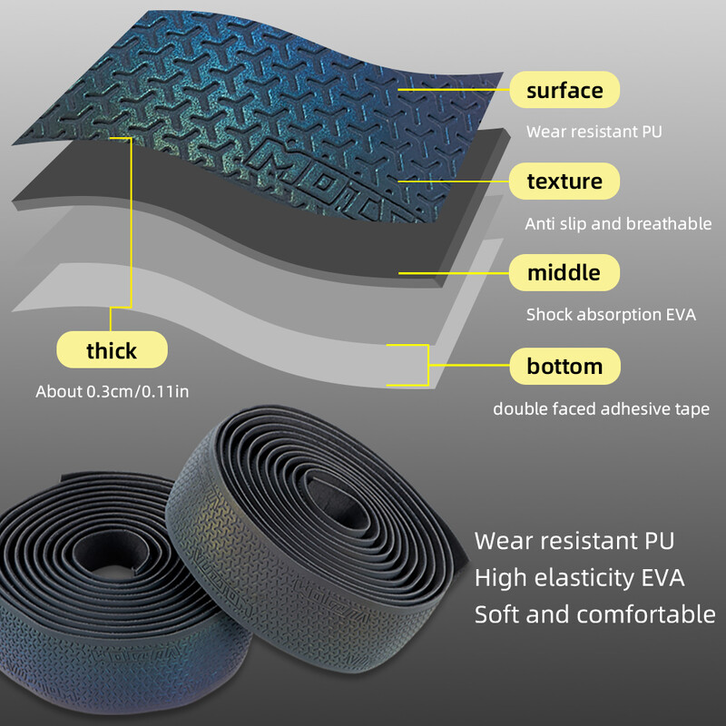 MOTSUV Road Bicicletă Decolorare Bandă pentru ghidon, Color reflectorizant pentru bicicletă PU EVA Ciclism Amortizare Anti-vibrație Accesorii pentru biciclete