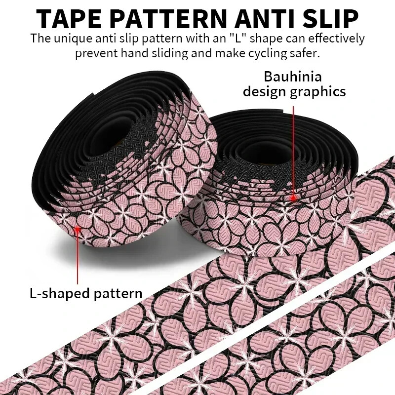 BUCCLOS Bandă de ghidon pentru bicicletă de drum Bandă de ghidon anti-alunecare cu absorbție a șocurilor Bandă de bară cu imprimare florală Accesorii pentru biciclete impermeabile