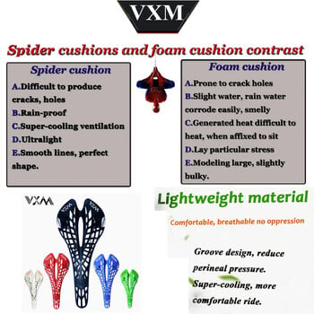 VXM Bicycle Saddle Road Bicycle Mountain Bike Saddle Cycling Breathable Spider Εργονομικό κοίλο μπροστινό κάθισμα ματ Αξεσουάρ ποδηλάτου