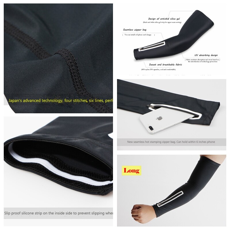 Trumpos / ilgos versijos sportinių rankų šildytuvų telefono krepšys, skirtas žvejybai laipiojimui pėsčiomis, sportui, bėgimui dviračiu, rankovė su užtrauktuku