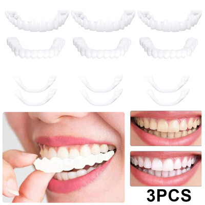 Perfect Fit Teeth Whitening Fake Tooth Cover Snap On Silicone Smile Faseers Teeth Upper Beauty Tool Козметични зъби Безплатна доставка