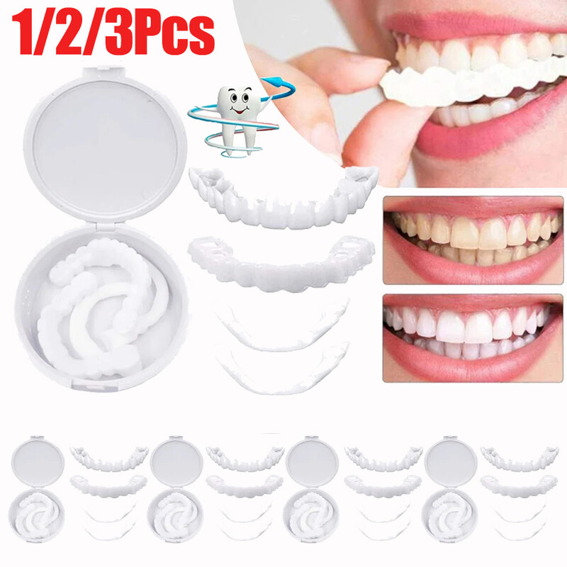 Perfect Fit Zobu balināšana Viltus zobu pārklājums Uzspiežams uz silikona Smile Finieri zobi Augšējie skaistumkopšanas rīki Kosmētiskie zobi Bezmaksas piegāde