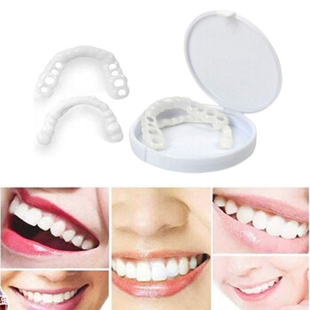 2 ζεύγη Smile Whitening Teeth Snap Cap οδοντοστοιχία Φροντίδα λεύκανσης Εναλλακτικά Smile Snap Tooth Τέλεια ψεύτικα δόντια για άνδρες και γυναίκες