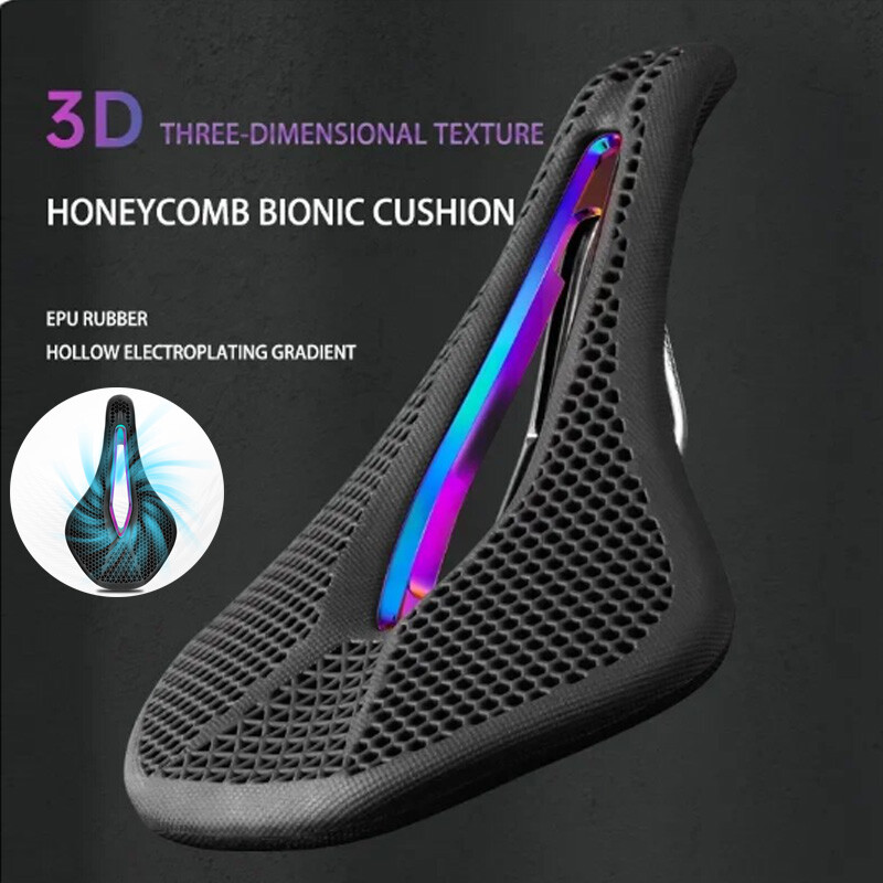 Velosipēda 3D drukāts sēdeklis īpaši viegls dobs oglekļa šķiedras ceļa kalnu velosipēda neilona spilvens, ērts 3D MTB sēdeklis