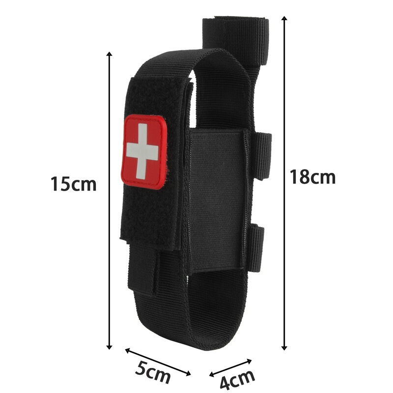 Pisică tactică de prim-ajutor, din nailon, husă pentru garou, cu un singur pistol, husă, cuțit de vânătoare, toc, pachete de foarfece medicale, lanternă