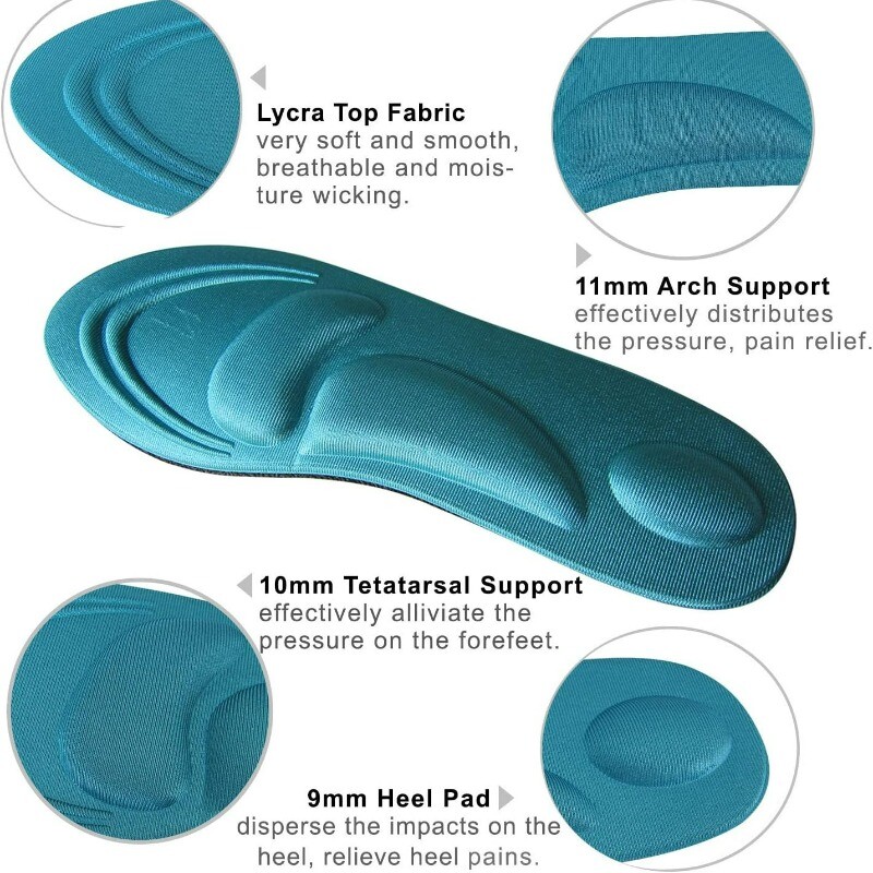 Branțuri de masaj tăiabile 4D Ameliorează durerea Tampoane moale din spumă cu memorie pentru pantofi Suport pentru arc Inserții de pernă pentru picioare, respirabile, anti-miros