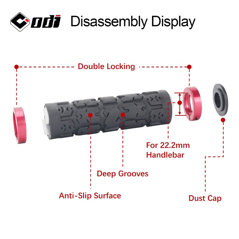 ODI RG01 Manere de ghidon de biciclete Rogue Lock-on Anti-alunecare Capacul manerului de absorbtie a socurilor Blocare dubla pentru piese MTB/biciclete de drum