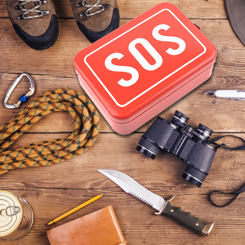 1–5 gab SOS skārda zāļu tablešu uzglabāšanas futrāļa vāka konteiners izdzīvošanas rīku komplektiem ārā, pirmās palīdzības tablešu kastes kempinga aprīkojums