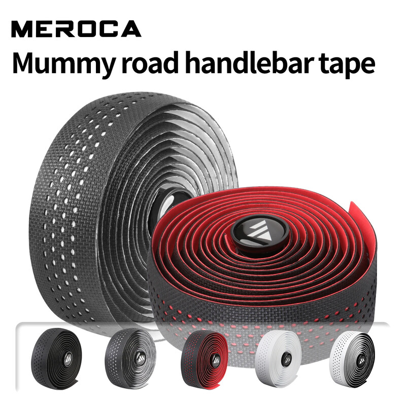 Bandă de ghidon pentru bicicletă de șosea MEROCA cu dop de 2 bare Bandă de ghidon anti-alunecare din silicon, potrivită pentru bicicleta de șosea