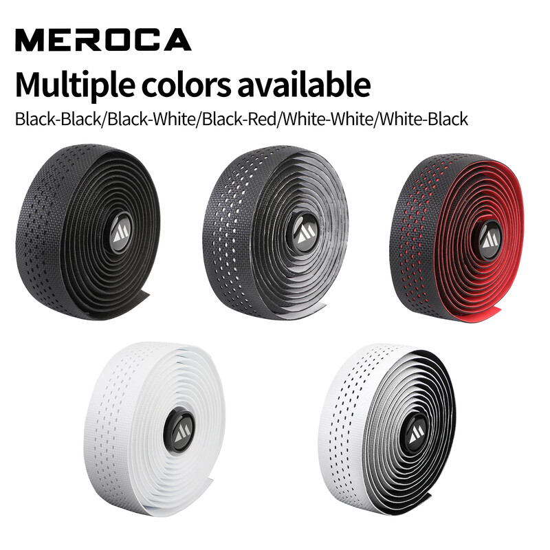 Bandă de ghidon pentru bicicletă de șosea MEROCA cu dop de 2 bare Bandă de ghidon anti-alunecare din silicon, potrivită pentru bicicleta de șosea