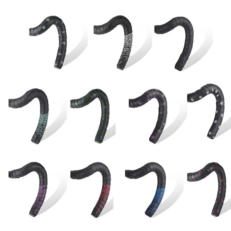 1 pereche bandă de ghidon pentru bicicletă de drum, bandă anti-alunecare pentru ghidon, cu șocuri, cu dopuri de bară, PU, curea de ghidon rezistentă la șocuri.