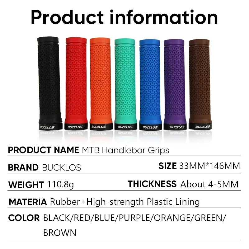 BUCKLOS Ručke za bicikle, zaključavanje na MTB rukohvatima, ručke za amortizaciju udaraca, ručke za bicikle, neklizajuće, ručke za brdske bicikle, meke MTB manžete