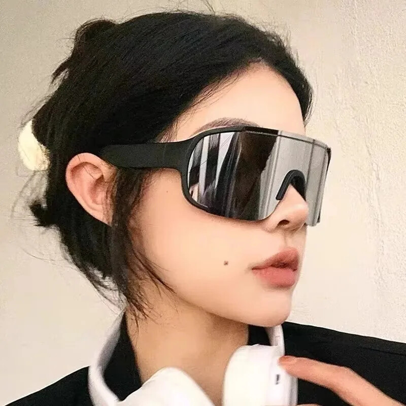 Liela izmēra Square Shield sporta saulesbrilles sievietēm vīriešiem Luksusa zīmola vintage vēja necaurlaidīgas saulesbrilles sievietēm āra brillēm