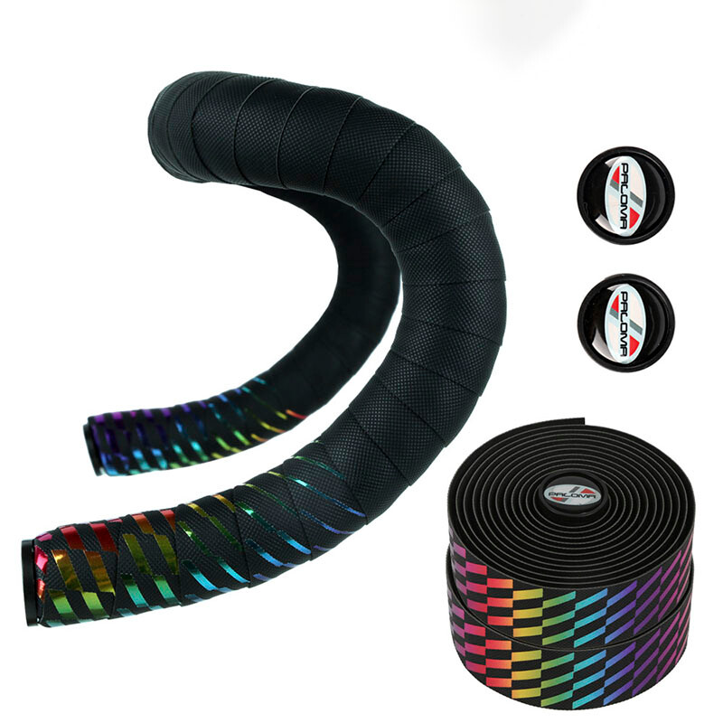 Krāsainas šosejas velosipēda stūres lentes riteņbraukšanas roktura jostas siksnas EVA PU lentes pretvibrācijas sacīkšu velosipēda roktura lentes korķa iesaiņojums