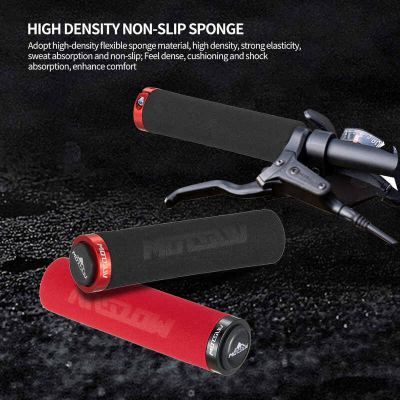 MOTSUV MTB roktura sūkļa rokturi ar putekļu aizbāzni īpaši viegls, mīksts velosipēda stūres pārsegs, neslīdošs, mājīgs velosipēda roktura sakausējuma velosipēdu daļas