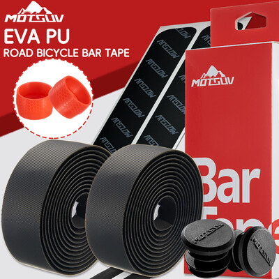 MOTSUV Bandă pentru ghidon pentru bicicletă de drum Bară pentru bicicletă Anti-alunecare PU Amortizare EVA Absorbție de șoc Bandă pentru mâner Banda de bară pentru ciclism Dop de capăt Prat