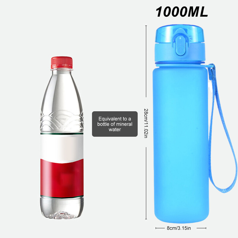 1000 ml sporta ūdens pudeļu kratītājs ar siksnu āra ceļojumu pārnēsājams necaurlaidīgs dzērienu trauks ar BPA bezmaksas dzērienu pudele sporta zālē