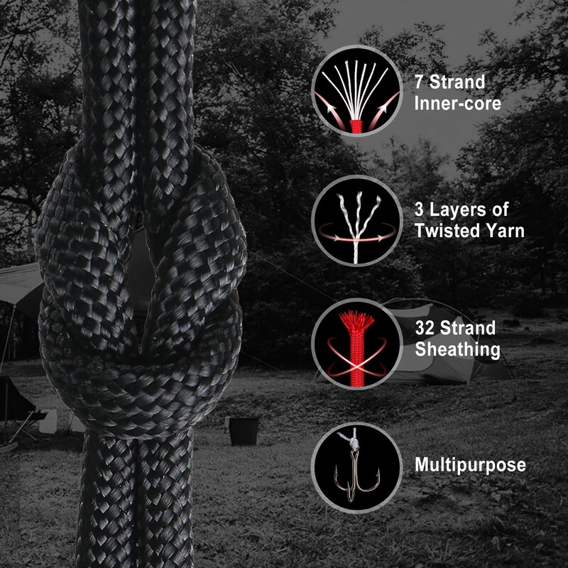 7 serdeņi 550 Paracord vads 5 15 30 m, diametrs 4 mm, izdzīvošanai brīvā dabā kempinga štrope Izpletņa virve pārgājienu telts piederumi