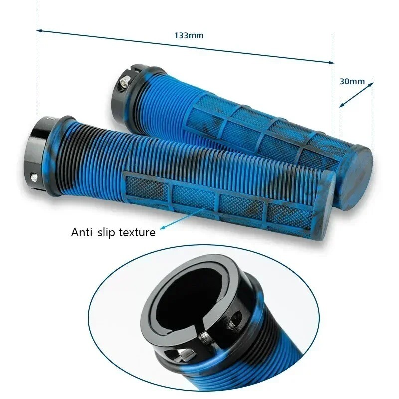 TPR velosipēda rokturi Integrēti velosipēda stūres rokturi Alumīnija sakausējuma slēdzene uz velosipēda rokturiem Neslīdoša MTB aproces Velosipēda daļa
