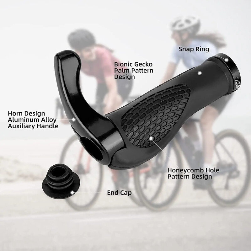 1 pāra velosipēda stūres rokturis Ergonomisks pretslīdes bloķētājs uz roktura vāka alumīnija sakausējuma gumijas rokturi MTB velosipēdu piederumi