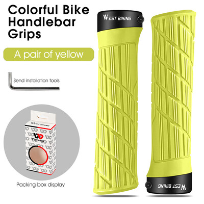 WEST BIKING Velosipēdu rokturi mīkstas gumijas MTB šosejas velosipēdu rokturi Triecienizturīgi pretslīdes stūres pārsegs Krāsaini riteņbraukšanas stūres rokturi