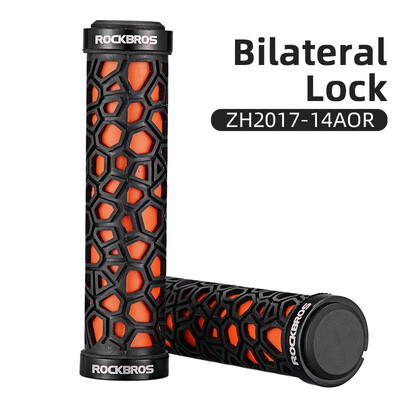 ROCKBROS velosipēda rokturi Triecienizturīgi stūres pārsegi Režģi Dizains Riteņbraukšanai Dubultās bloķēšanas aproces BMX MTB velosipēdu piederumi
