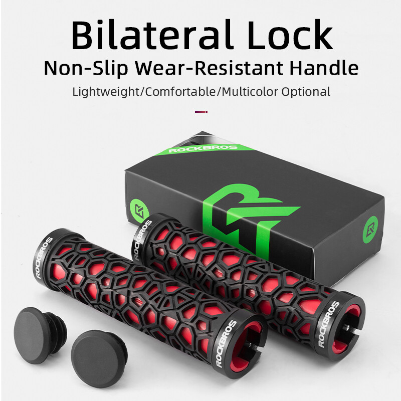 ROCKBROS velosipēda rokturi Triecienizturīgi stūres pārsegi Režģi Dizains Riteņbraukšanai Dubultās bloķēšanas aproces BMX MTB velosipēdu piederumi