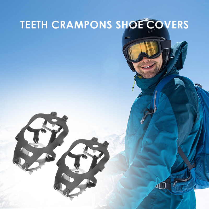 Противоплъзгащи се щипки за лед за ботуши Обувки 18 шипове от неръждаема стомана Сцепление Снежни ръкохватки за сняг Туризъм Риболов на лед Алпинизъм