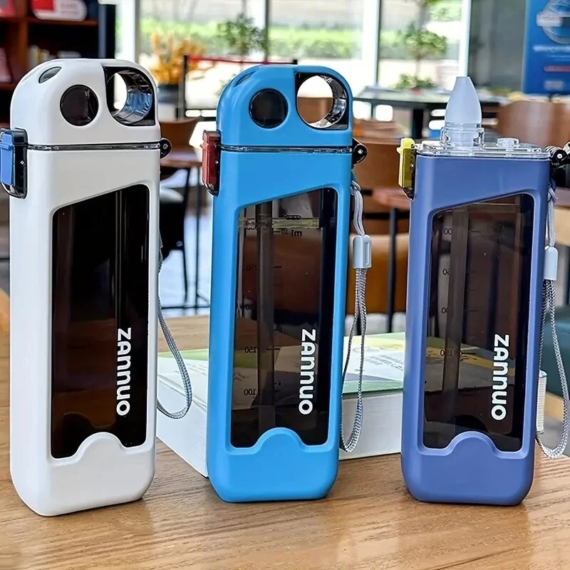 Jauns kvadrātveida sporta kauss augsta izskata līmeņa pārnēsājams studentu pieaugušo bērnu vīriešu ietilpības plastmasas augstas temperatūras salmu kauss