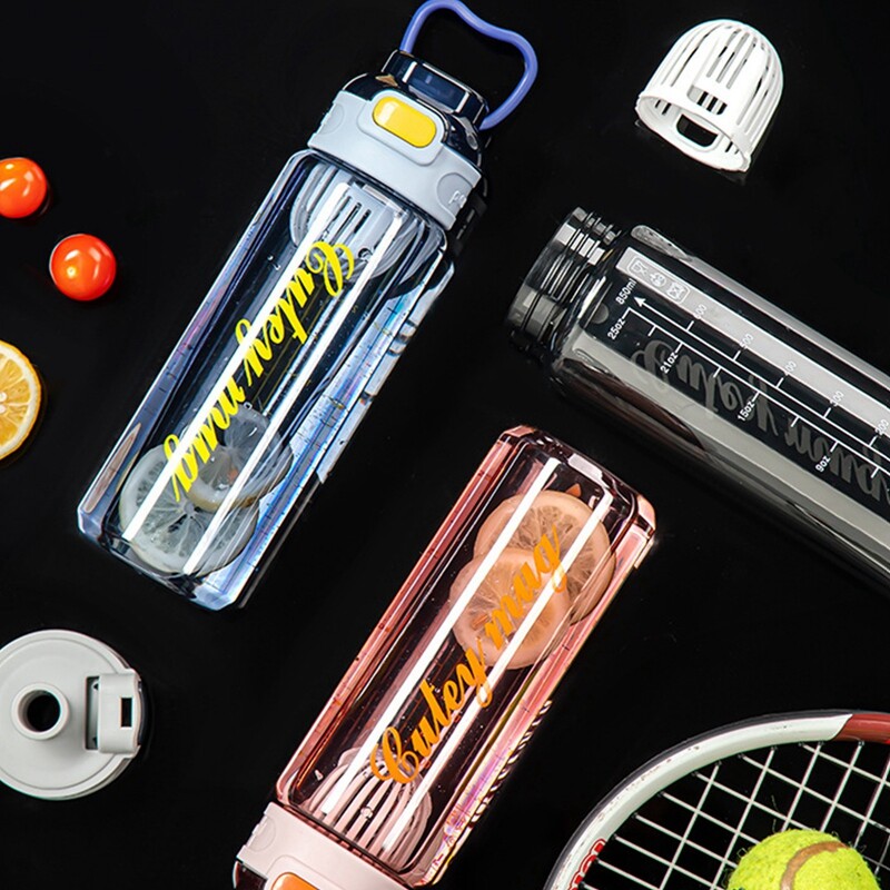 Ūdens pudeles 1000 ml ūdens pudele Motivējoša sporta pudele ar laika marķieri Necaurlaidīgs kauss Fitness BPA bezmaksas portatīvie dzērieni