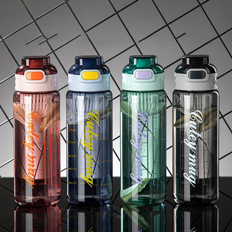 Ūdens pudeles 1000 ml ūdens pudele Motivējoša sporta pudele ar laika marķieri Necaurlaidīgs kauss Fitness BPA bezmaksas portatīvie dzērieni