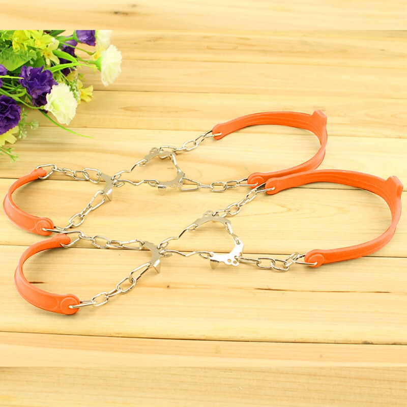 6 zobu ziemas ledus nagi, pretslīdēšanas alpīnisma skavas Unisex sniega spīļu apavu pārsegi āra ķēdes apavu tapas